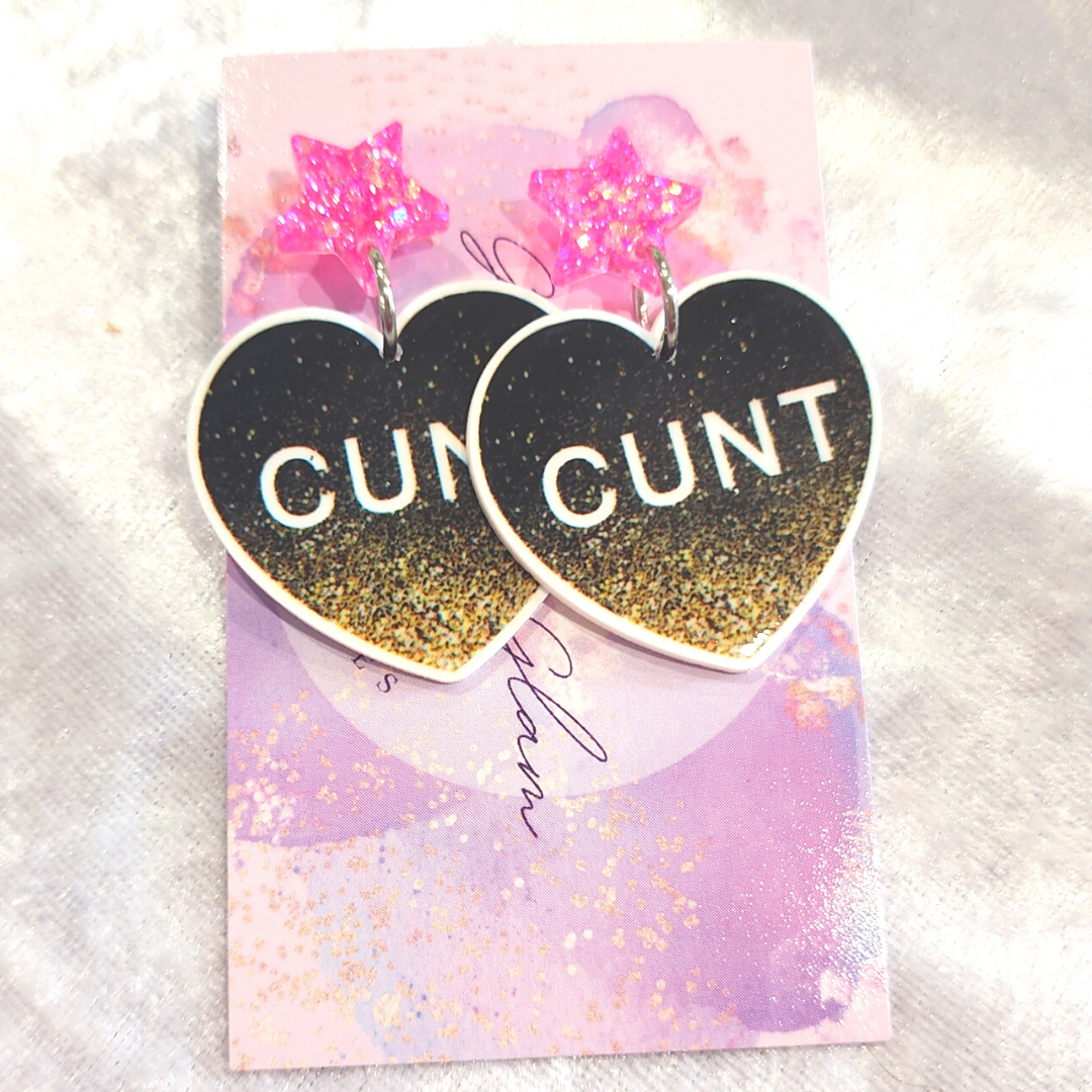 Cunt Slogan Earrings