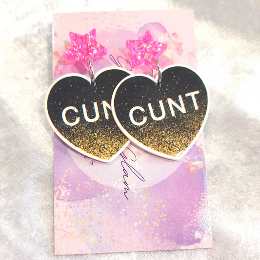 Cunt Slogan Earrings