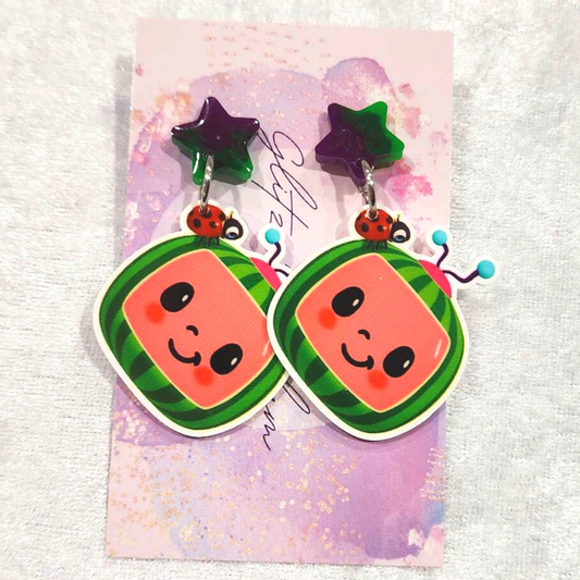 Watermelon Ladybug Earrings