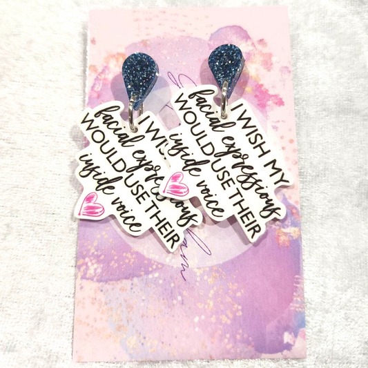 Facial Expressions Slogan Earrings