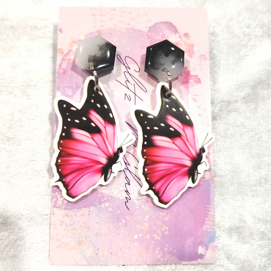 Pink Butterfly Earrings