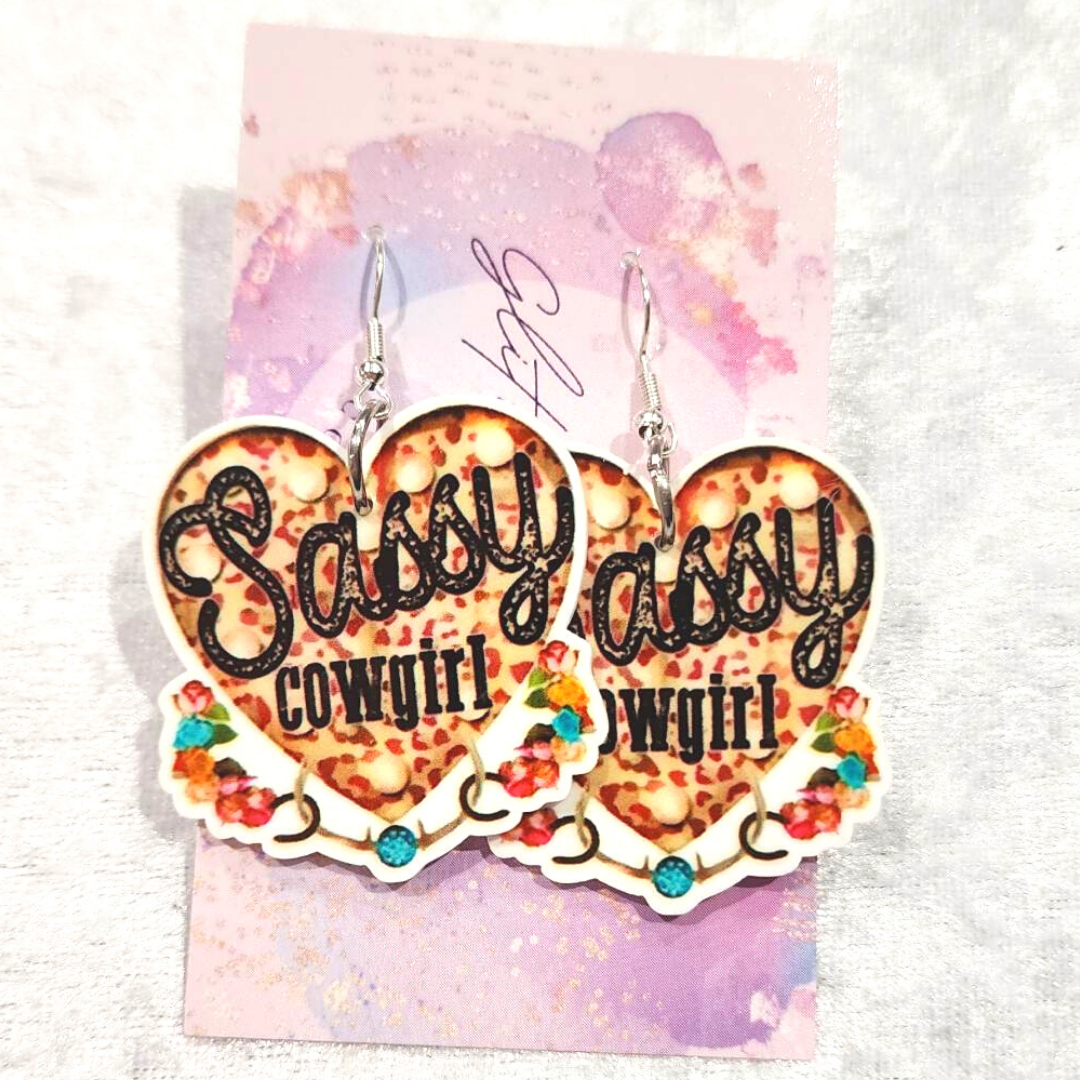 Sassy Cowgirl Slogan Earrings