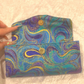 Blue & Gold Swirl Glitz Single Zip Wallet