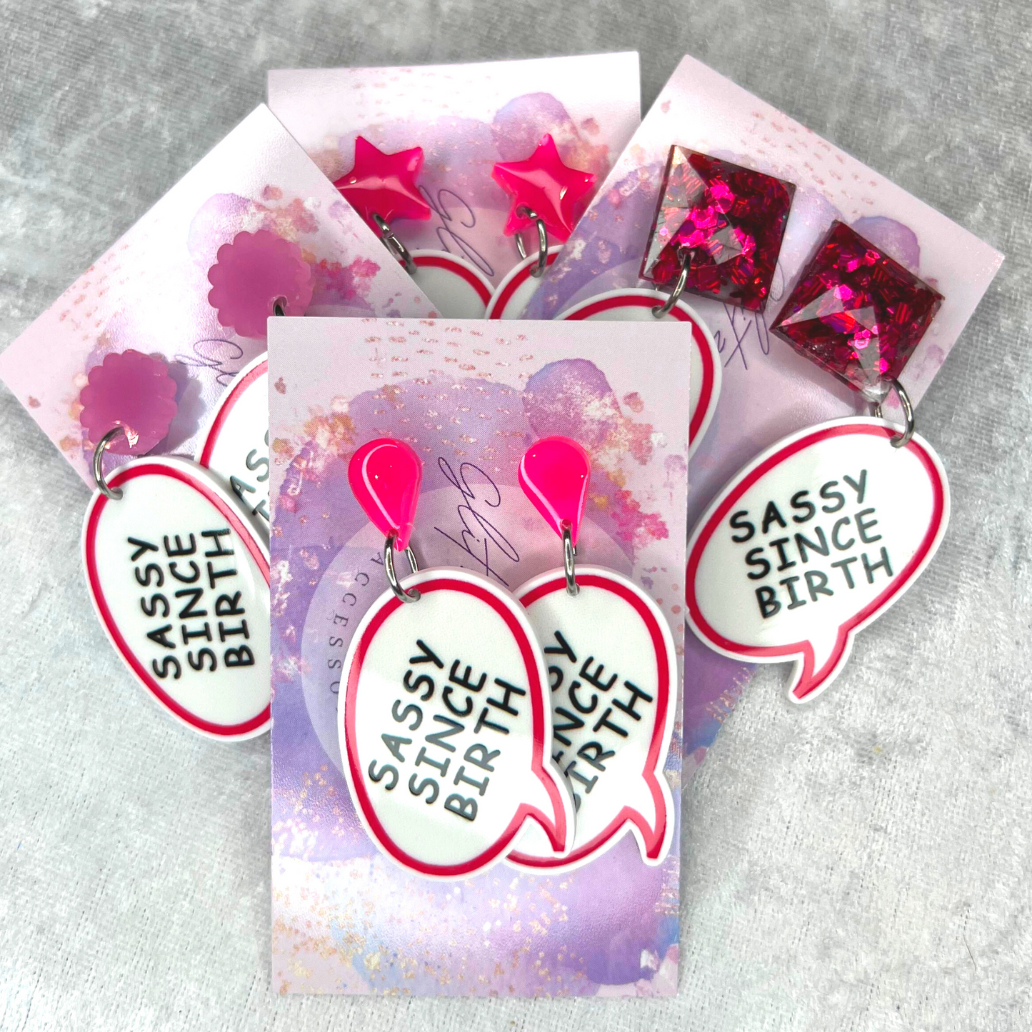 Sassy Since Birth Slogan Earrings