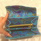 Blue & Gold Swirl Glitz Single Zip Wallet