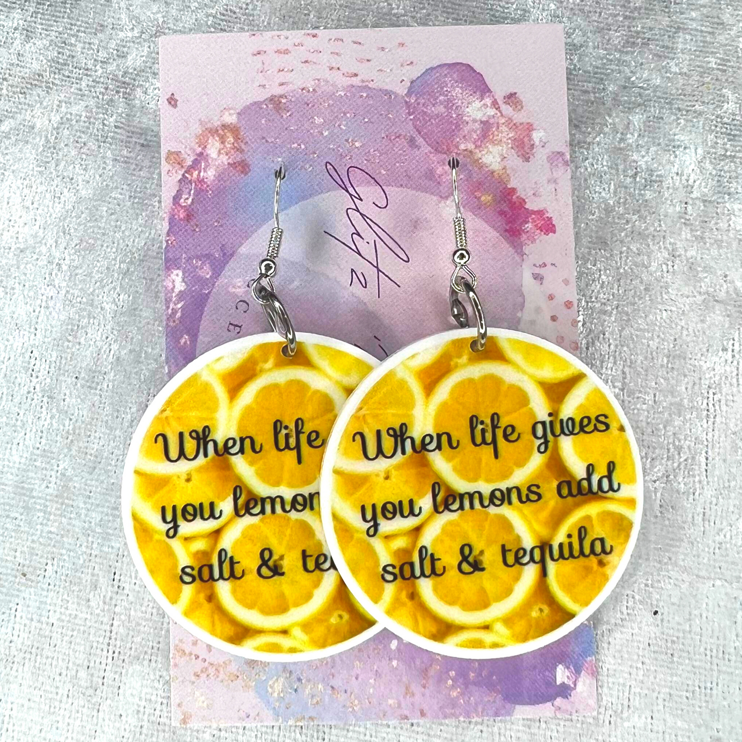 When Life Gives You Lemons Slogan Earrings