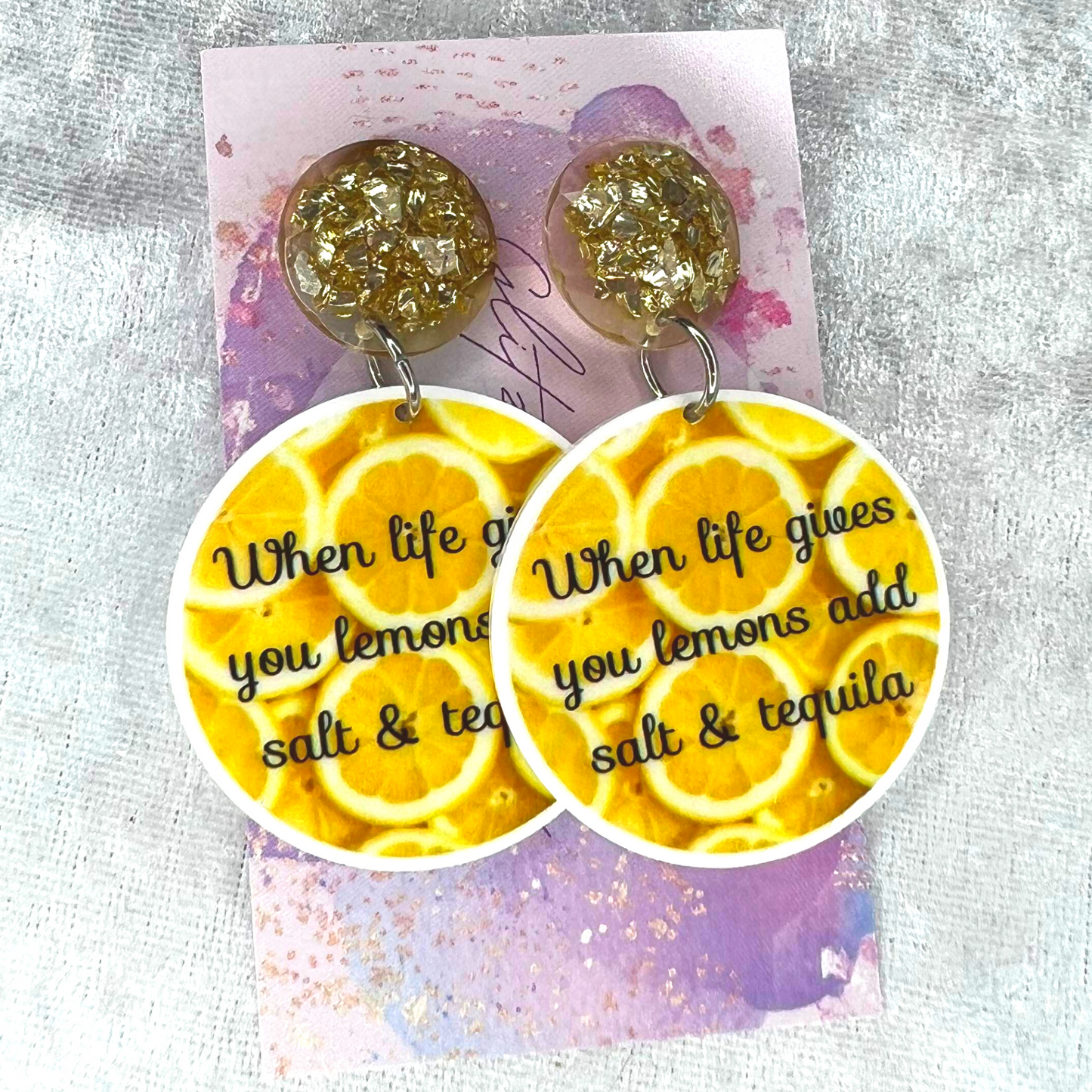 When Life Gives You Lemons Slogan Earrings