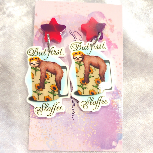 But First Sloffee Slogan Earrings