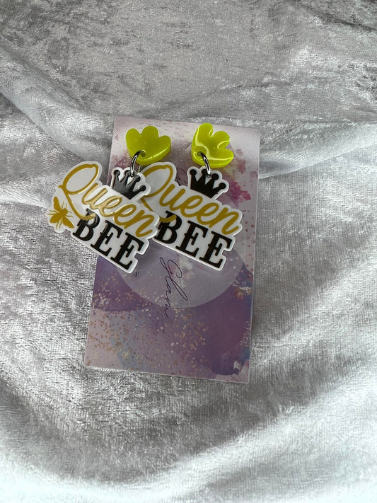 Queen Bee 👑 🐝 Slogan Earrings