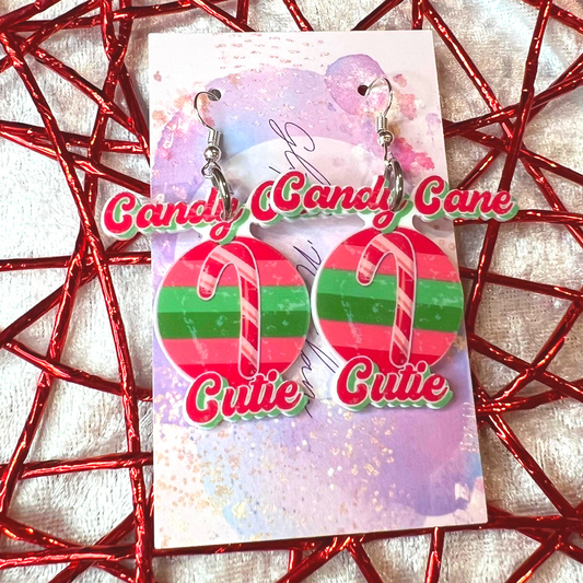 Candy Cane Cutie Christmas Earrings