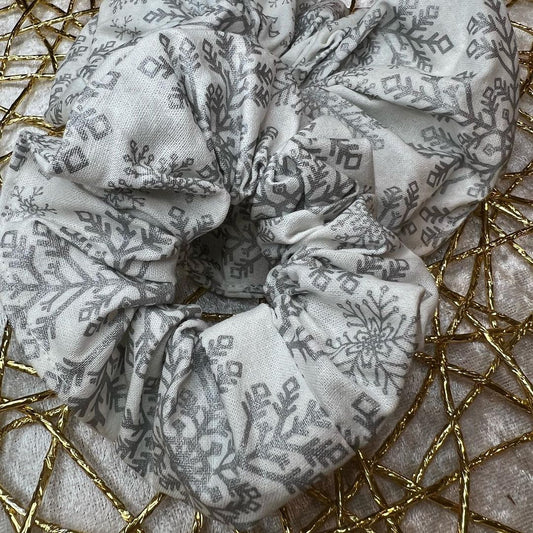 Christmas White Snowflake Scrunchie