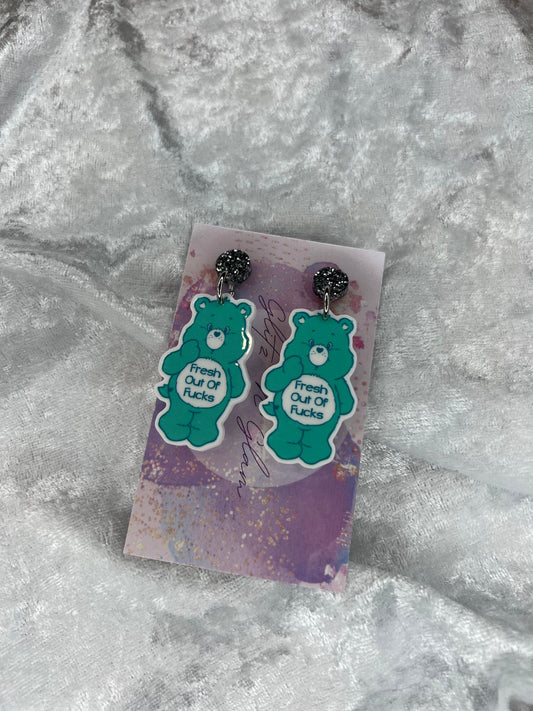 Fresh Out Of Fucks Swear Bears Earrings