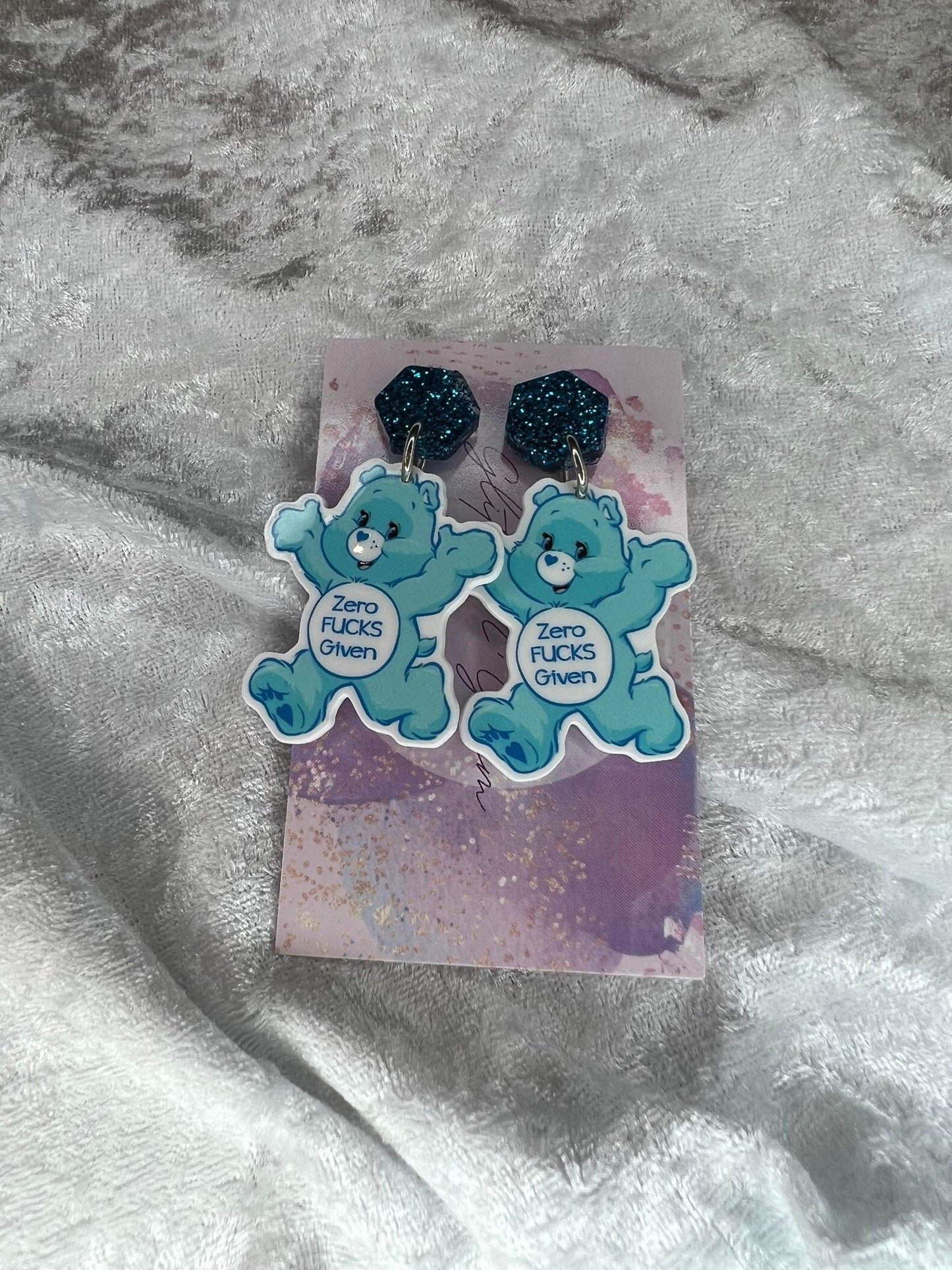 Zero Fucks Given Swear Bears Earrings